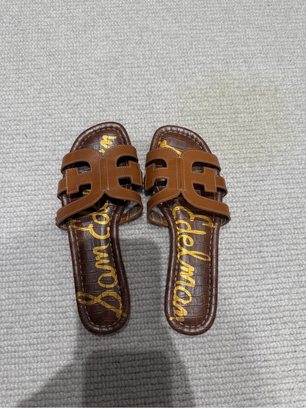 Sam Edelman Brown Slide Sandals with Cutout Strap